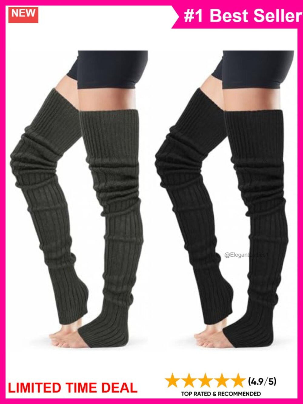 Knitted Over Knee Leg Warmers High Boot Cuffs Acrylic Footless Socks